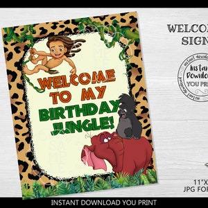 Printable Tarzan Welcome sign Tarzan Party Decorations Tarzan Party Supplies Instant download 11x14 inches Safari Jungle Welcome Board TZN