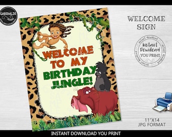 Printable Tarzan Welcome sign Tarzan Party Decorations Tarzan Party Supplies Instant download 11x14 inches Safari Jungle Welcome Board TZN