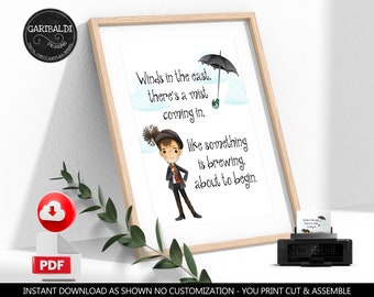 Printable "Winds in the east" Sign Mary Poppins Quotes Mary Poppins Table Decorations Mary Poppins Birthday Party Mary Poppins Wall Art MPP