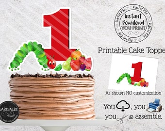 Printable Caterpillar First Birthday Cake Topper, Caterpillar First Birthday Party Decorations, Caterpillar First Birthday Centerpieces VHCC