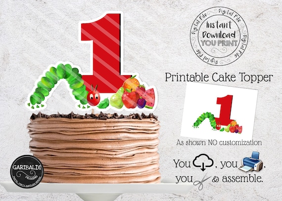 Printable Caterpillar First Birthday Cake Topper Caterpillar - Etsy