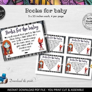 Nightmare Before Christmas Boeken voor de Baby insteekkaart, Nightmare before Christmas Baby Shower Boeken Aanvraag, Boeken voor babykaart NBCH