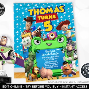 Toy Story 5 Invitation Editable Toy Story Birthday Party Invitation Toy Story Baby Shower Invite Instant Download Digital Corjl Template TS