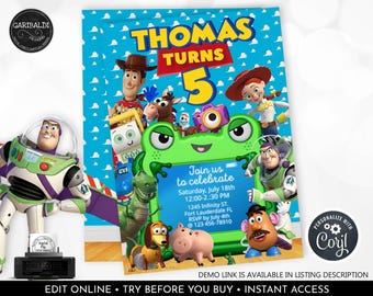 Toy Story 5 Invitation Editable Toy Story Birthday Party Invitation Toy Story Baby Shower Invite Instant Download Digital Corjl Template TS