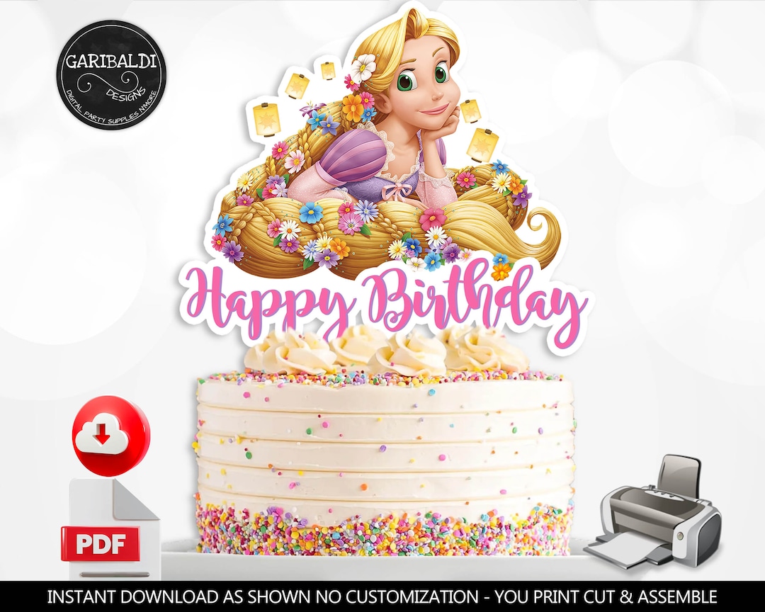 Instant Download Rapunzel Cake Topper Printable Princess Rapunzel Centerpiece Princess Birthday ...