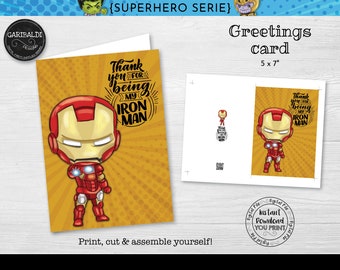 Instant download Father's Day card, Superhero Fathers day Card, Super Dad Printable Gift Card, Father's Day Super Hero Greeting Card FTHD