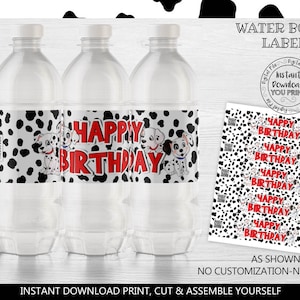 Instant download Dalmatians Water Bottle Labels Printable Dalmatians Birthday Party Supplies Dalmatians Puppies Party Favors Decorations DAL