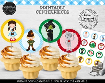 Instant Download Wizard of Oz Cupcake Toppers Printable Wizard of Oz Party Decorations Wizard of Oz Birthday Wizard of Oz Labels WOZ