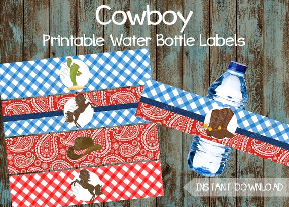 Printable Cowboy Water Bottle Labels Cowboy Water Labels Etsy