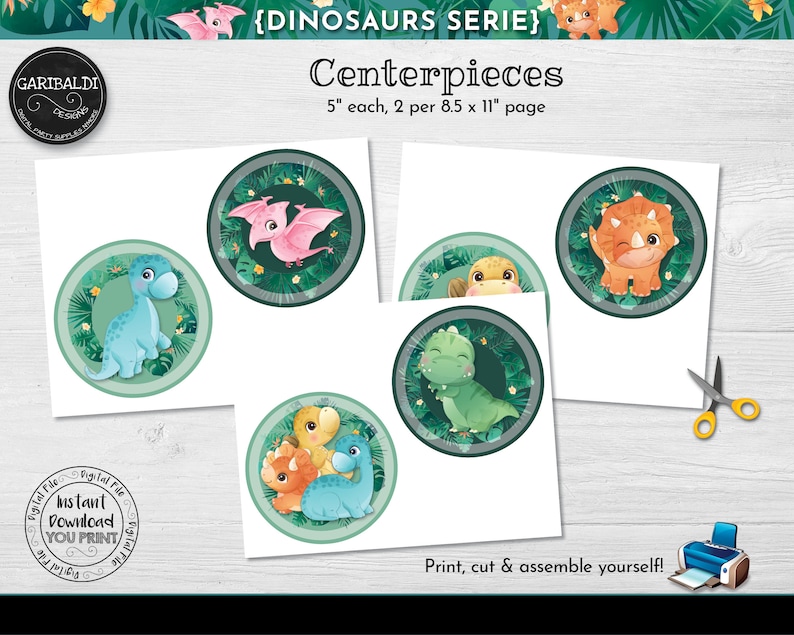 Instant Download Dinosaurs Centerpieces Printable Dinosaurs | Etsy