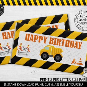 Printable Construction Candy wrappers, Construction Chocolate wrapper, Construction party favors, DIY Construction Candy Bar Wrapper CTK