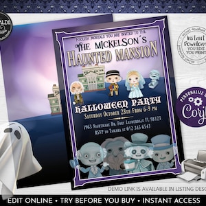 Editable Haunted Mansion Invitation Haunted Mansion Party Invitation Instant Download Haunted Mansion Halloween Invitation HMD1 HW