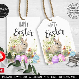 Easter Gift Tags Instant download Happy Easter Tag Printable Happy Easter Gift Tag Easter Bunny Gift card Label Easter Treat Cookie Tag EST