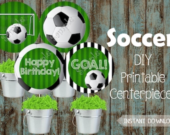 Printable Soccer Centerpieces Soccer Party Decorations Soccer Birthday All Star Party Sports Party Supplies All Star Party Decorations FBS