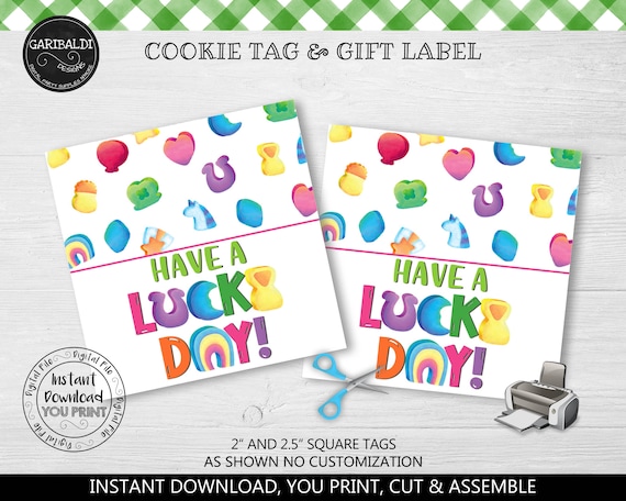 Have a Lucky Day SQUARE TAG, Instant Download Good Luck Cookie Tag