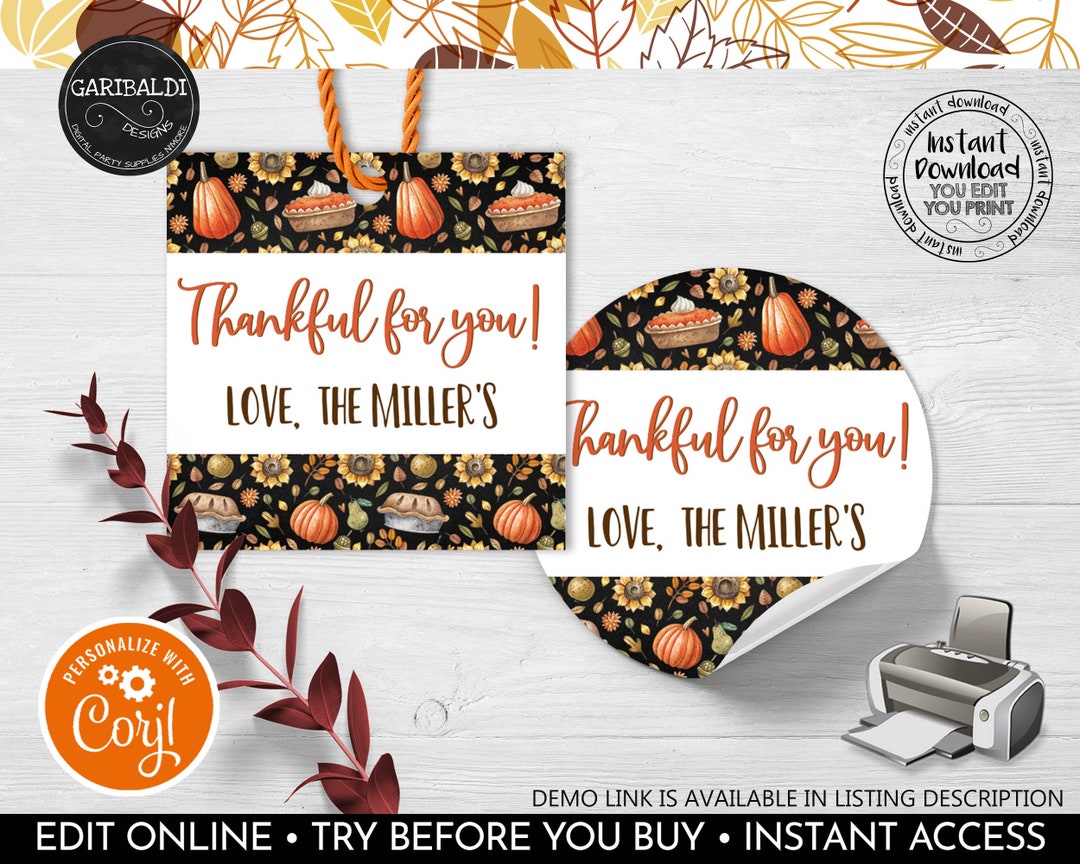 Editable Happy Fall Tags Thanksgiving Gift Tags Printable - Etsy