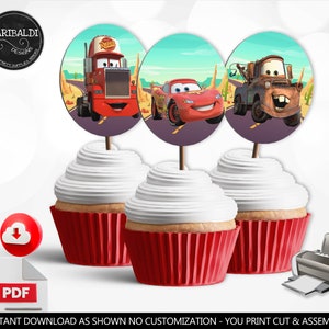 Race Cars Cupcake Toppers Race Cars Cars Birthday Party Supplies Cars Party Decorations Cars Tags Cars Favors Digital Download Printable DCR