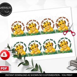 Instant Download Lion King Favor Tags Printable Lion Gift Tags Safari ...