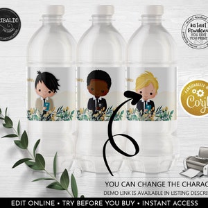 Editable First Communion Water Bottle Labels, Printable First Communion Party Decorations, Boy First Communion Party Supplies FC
