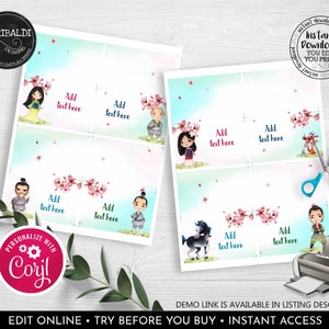 Editable Mulan Food Labels Mulan Birthday Party Decorations Chinese ...