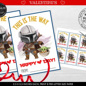 Tarjetas de San Valentín de Star Wars imprimibles, Tarjetas de San Valentín de Yoda Baby, Tarjetas de San Valentín de la escuela, Etiquetas de San Valentín de bebé espacial VL