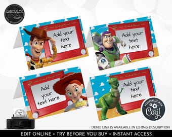 Toy Story Food Labels Editable Toy Story Buffet Food Tent Cards Instant Download Toy Story Place Cards Template Toy Story food labels TS