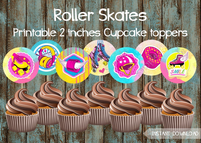 Printable Roller Skating Cupcake Toppers Roller Skating Party - Etsy