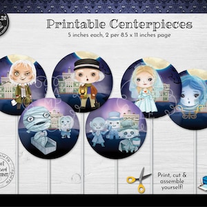 Printable Haunted Mansion Centerpieces Instant download Halloween Centerpieces Halloween Decorations Haunted Mansion Party Supplies HMD1 HW