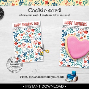 Happy Mother's Day Cookie Card, Printable Mother's Day Cookie Card, Instant download Mother's Day Mini Cookie Card MTHD