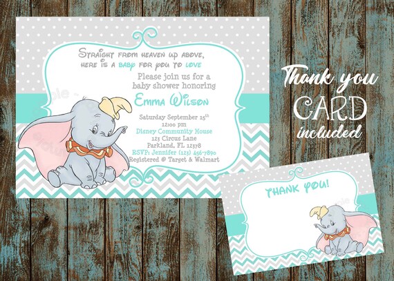 dumbo baby invitations