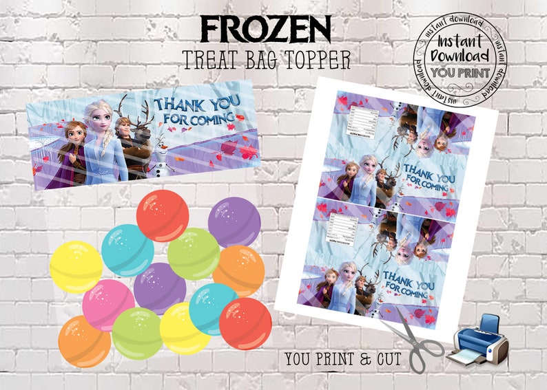 Frozen 2 Favor Toppers Frozen 2 Favor Treat Bag Toppers Frozen 2 Favor Tags Printable Frozen 2 \u201cThanks for coming\u201d Goodie Bag Toppers