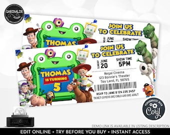 Toy Story Invitation Editable Toy Story 5 Birthday Party Invitation Toy Story Movie Ticket Invite Instant Download Digital Corjl Template TS