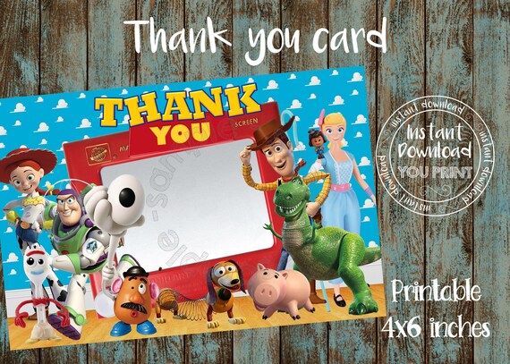 Printable Toy Story Thank You Card Toy Story 4 Party Card Toy Story Thank You Notes Woody And Buzz Toy Story Birthday Thank You Card Thank You Cards Paper Party Supplies