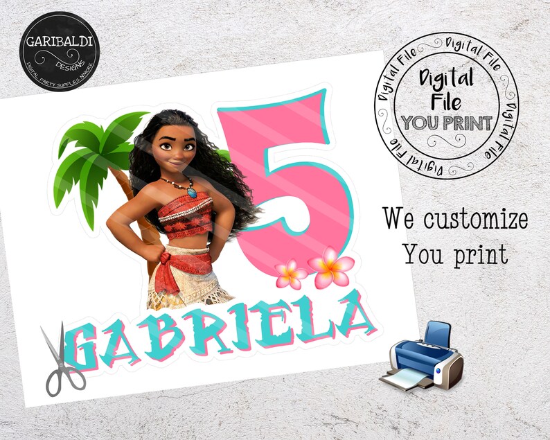Printable Moana Cake Topper Printable Moana Centerpiece | Etsy