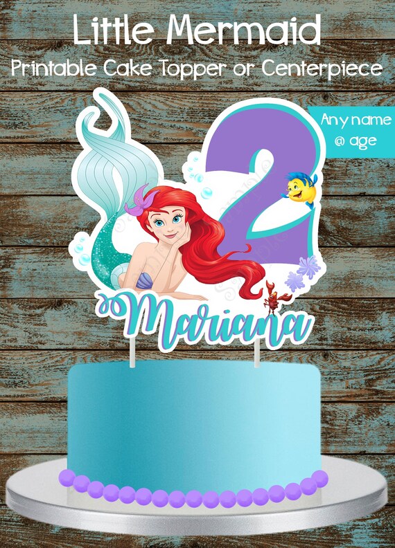 Printable Little Mermaid Cake Topper Ariel Centerpiece Ariel Etsy