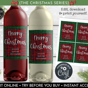 Instant Download Christmas Wine Labels, Editable Wine Labels, Printable Christmas Wine Bottle Labels, Holiday Wine Bottle Labels 02 WBL CH20
