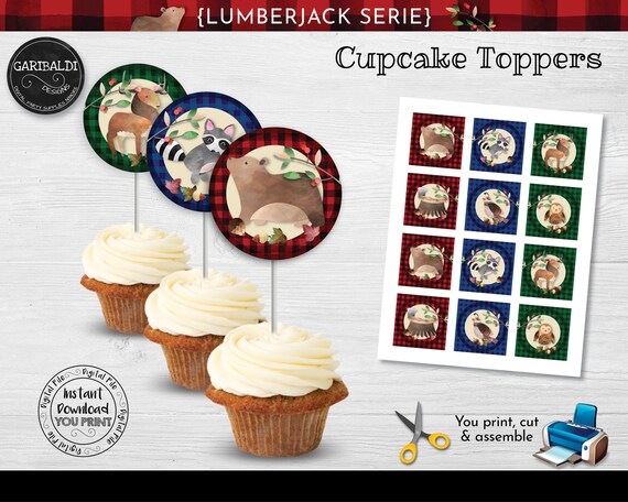 Lumberjack Cupcake Toppers Printable Woodland Party | Etsy