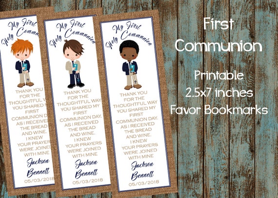 Printable First Holy Communion Bookmark Favors First Etsy