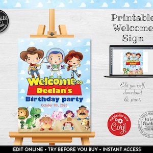 Editable Toy Story Welcome Sign, Instant Download Toy Story Welcome Poster Board, Toy Story Birthday Sign, Toy Story Party Decorations TSS