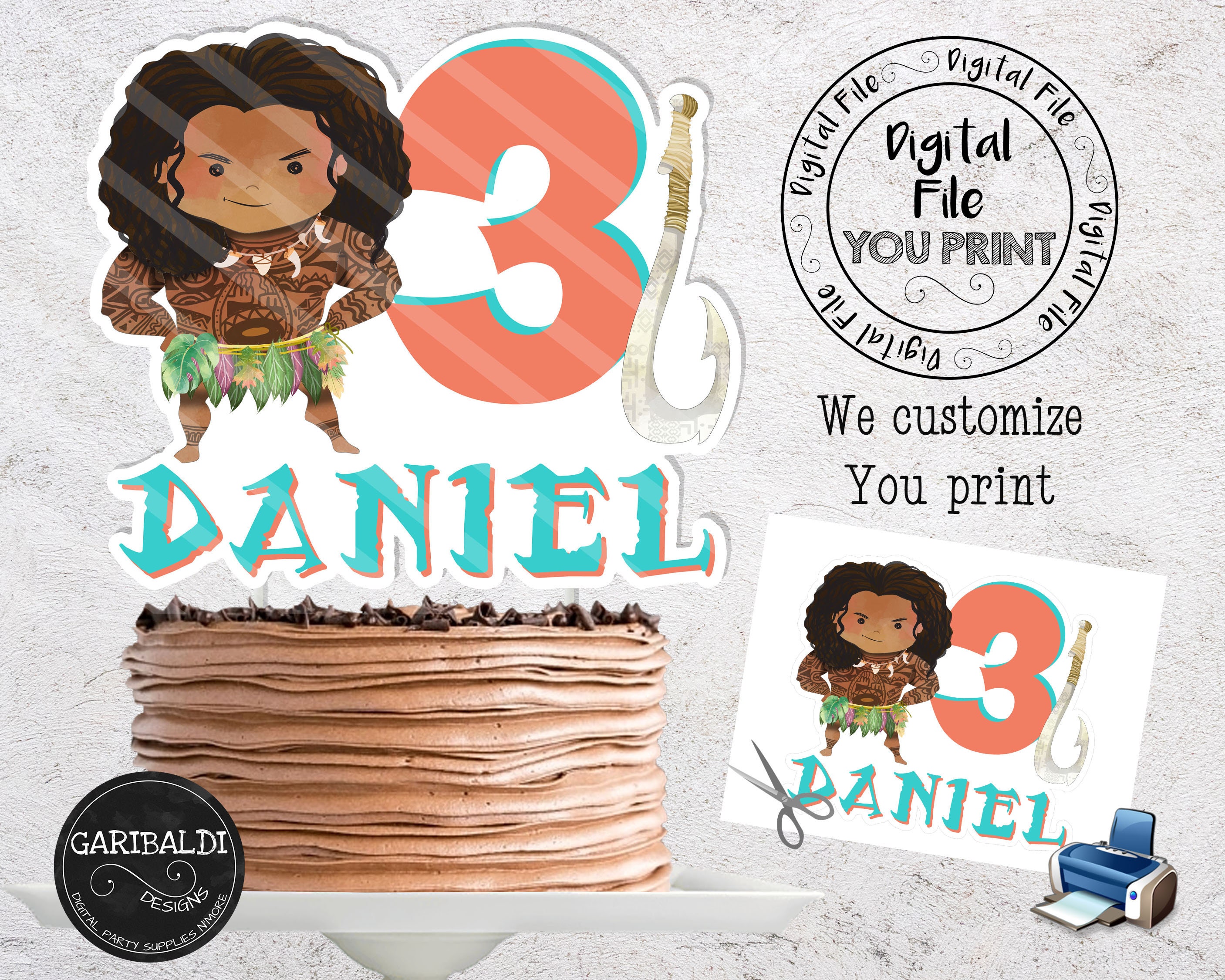 Maui Cake Topper Moana Maui Cake Topper Printable Maui Etsy Maui Cake Topper Moana Maui Cake Topper Printable Maui Etsy