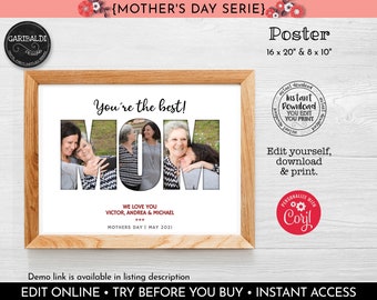 Editable Mothers Day Photo Collage Mom Photo Collage Template Mothers day Photo Gift Printable Mothers day Photo Collage Poster P2 MTHD