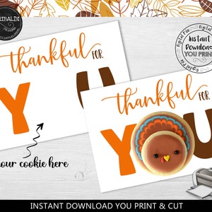Dankbar für Sie 3,5 "x 5" Cookie Karte druckbare Thanksgiving Cookie Kartenhalter Sofortiger Download Herbst Cookie Tag Herbst Mini Cookie Karte TF