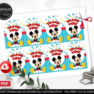 Instant Download Mickey Favor Tags Printable Mickey Party Tags Mickey ...
