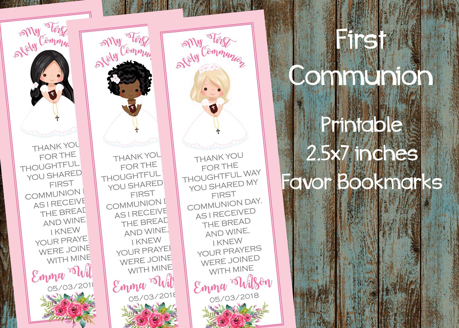 PRINTABLE First Holy Communion Bookmark Favors First | Etsy