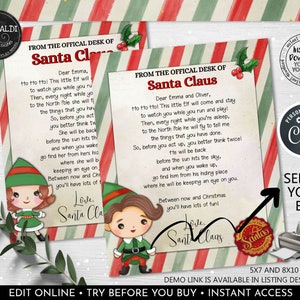 Editable First Time Elf Arrival Letter Elf Return Letter Personalized Christmas Elf Card Santa Claus Elf Printable Letter Template 1 CH