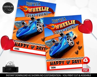 Cars Valentine's Day Cards Race Cars Valentines Gift Tags School Class Teacher Exchange Instant Download Printable Kid's Valentine Cards VL