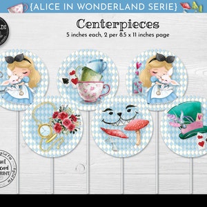 Alice in Wonderland Centerpieces Instant download Alice in Wonderland Decorations Alice in Wonderland Printable Birthday Party Supplies AWL1