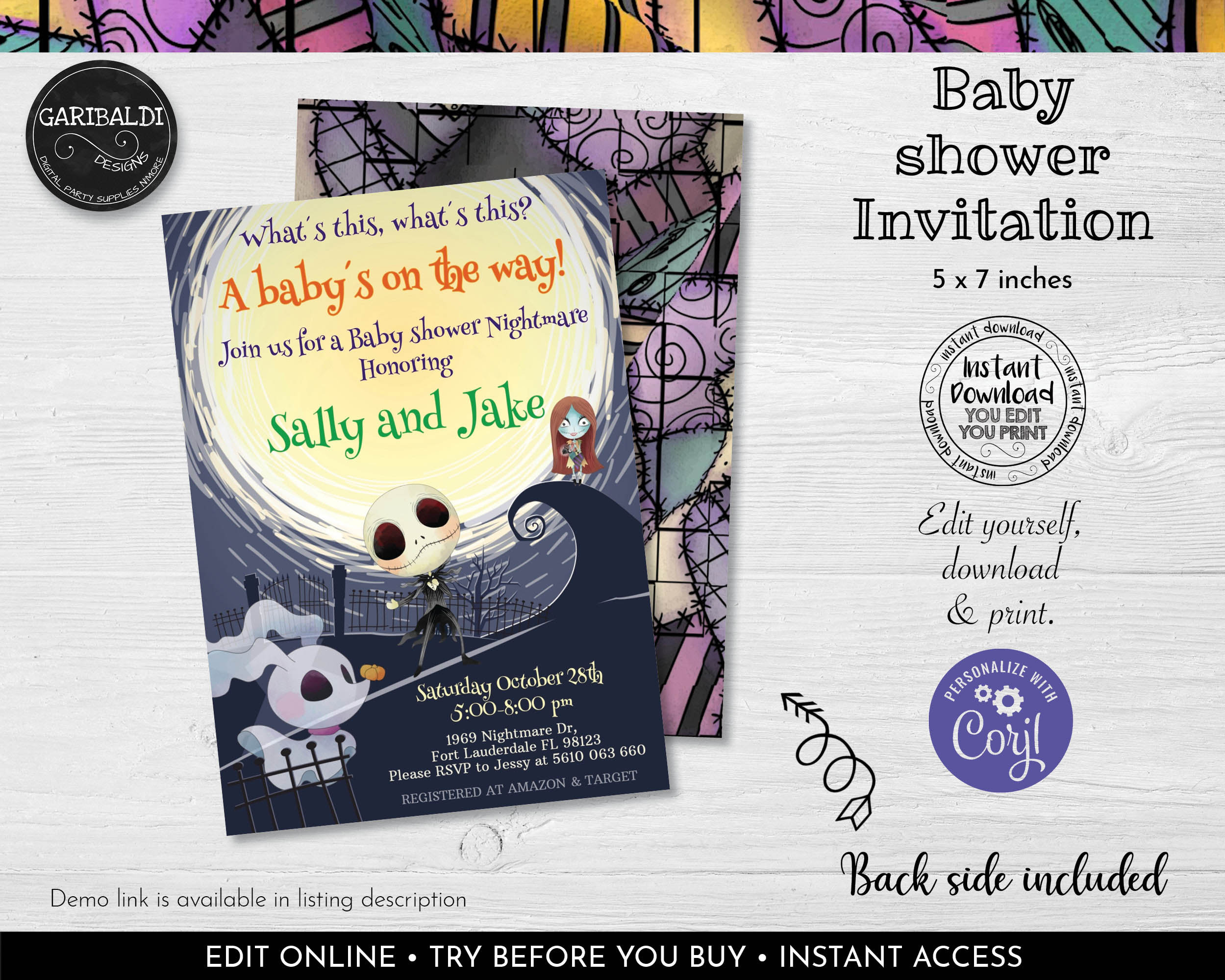 Editable Nightmare Before Christmas Invitation Nightmare - Etsy Denmark