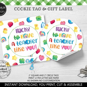 Instant Download Lucky to have a teacher like you Gift Tag, Printable Good Luck Teacher Treat Tag, Lucky St. Patrick's Day Favor Tag SPT TA