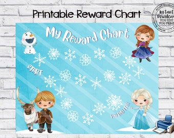 Instant download Reward Chart Printable Chart Frozen Chart Potty Train Chart Behavior Chart Daily Reward Chart for Kids Routine Chart RW
